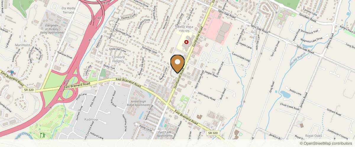 Map showing the exact location of Revive Aesthetics - Chattanooga at 1605 Gunbarrel Rd, Chattanooga, TN 37421, USA