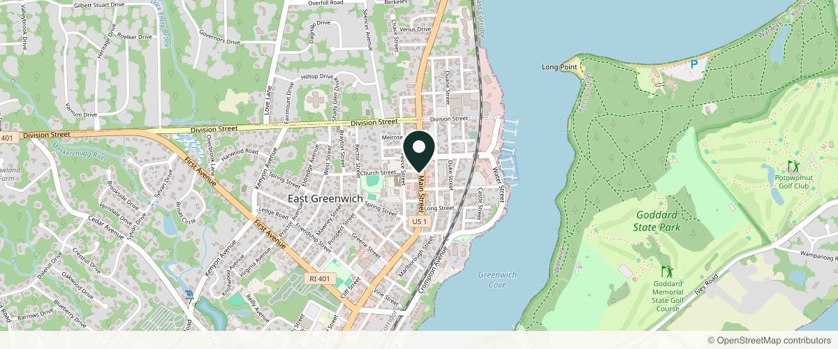 Map showing the exact location of REVIVE Aesthetics + Wellness at 175 Main St, East Greenwich, RI 02818, USA