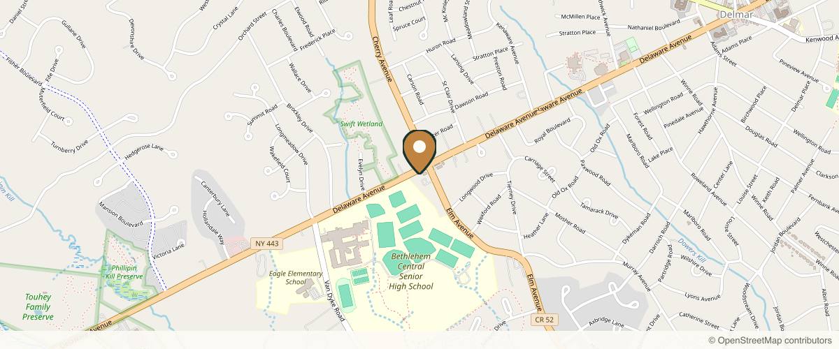 Map showing the exact location of Revive and Bloom Aesthetics + Wellness at 636 Delaware Ave Ste 2, Delmar, NY 12054, USA