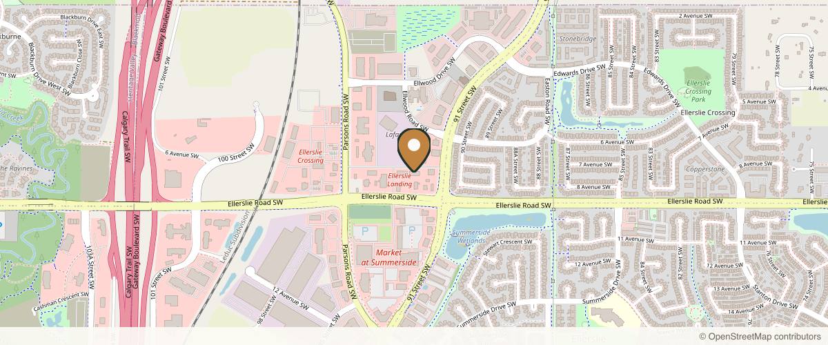 Map showing the exact location of Revive Cosmetic Clinic at 9222 Ellerslie Rd SW, Edmonton, AB T6X 0K6, Canada