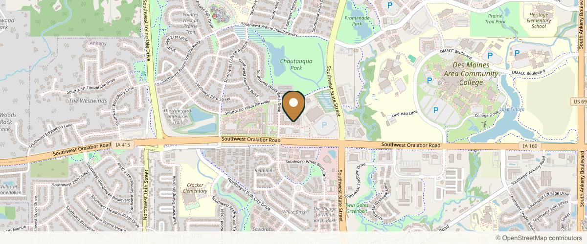 Map showing the exact location of Revive Dermatology Clinic and Spa at 1850 SW Plaza Shops Ln Ste A, Ankeny, IA 50023, USA