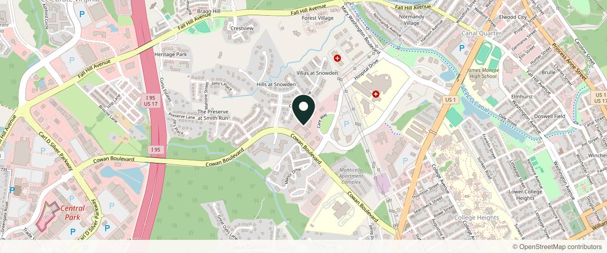 Map showing the exact location of Revive Med Aesthetics at 2553 Cowan Blvd, Fredericksburg, VA 22401, USA