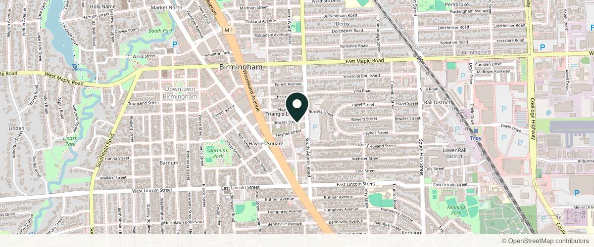 Map showing the exact location of Revive Wellness & Skin Spa at 1010 Bowers St Ste B, Birmingham, MI 48009, USA