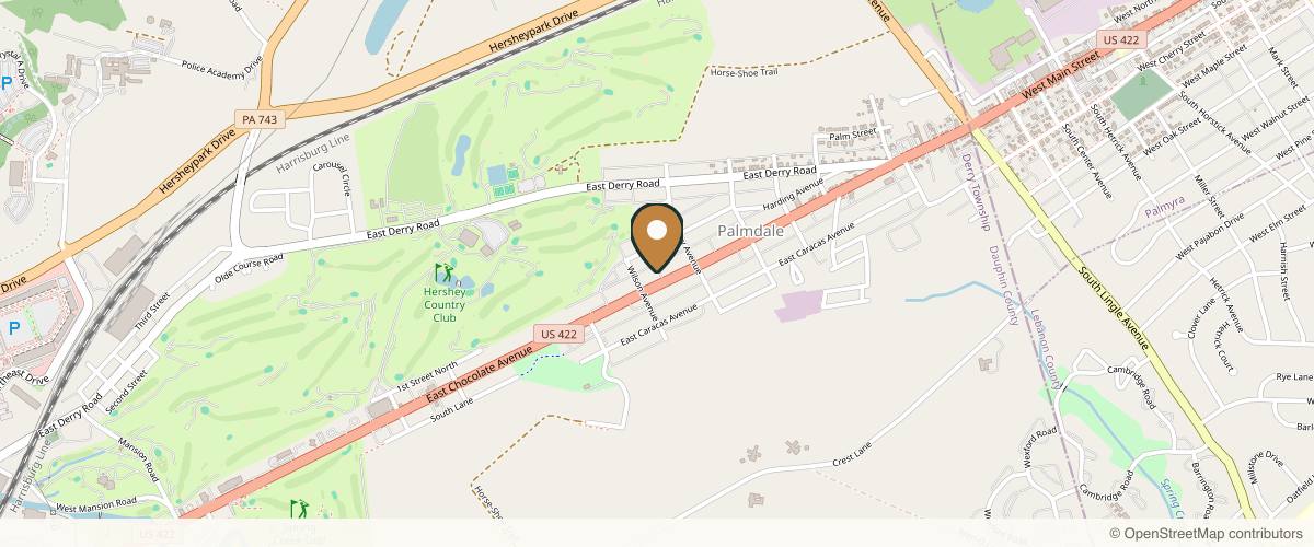 Map showing the exact location of Revived Medical Aesthetics at 1223 E Chocolate Ave, Hershey, PA 17033, USA
