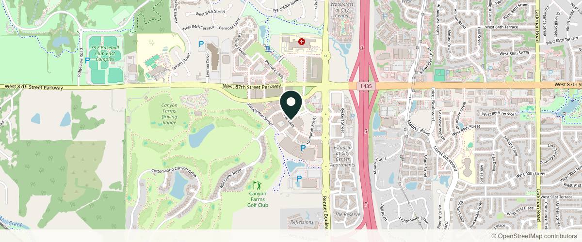 Map showing the exact location of Rewind Time Anti-Aging & Aesthetics at 8801 Penrose Ln Ste 117, Lenexa, KS 66219, USA