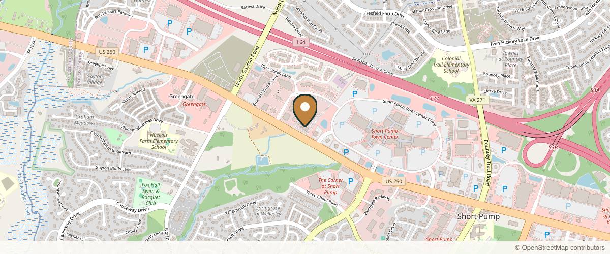 Map showing the exact location of Richmond Aesthetic Surgery at 11934 W Broad St Ste 200, Richmond, VA 23233, USA
