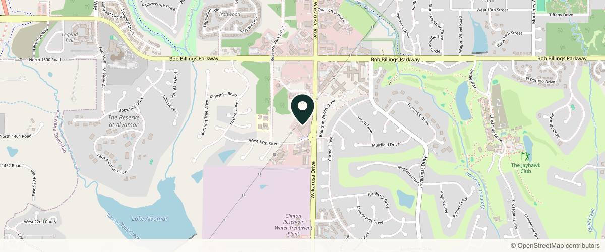 Map showing the exact location of Ricks Advanced Dermatology Lawrence at 4910 Corporate Centre Dr Ste 150, Lawrence, KS 66047, USA