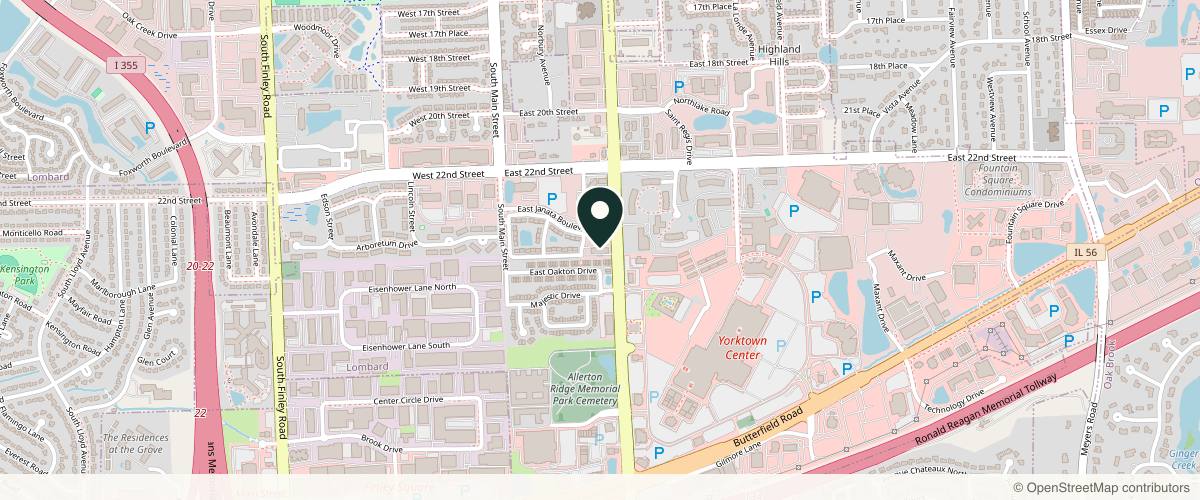 Map showing the exact location of Ridha Chakeer M.D. Premier MedSpa at 2340 S Highland Ave Ste 370, Lombard, IL 60148, USA