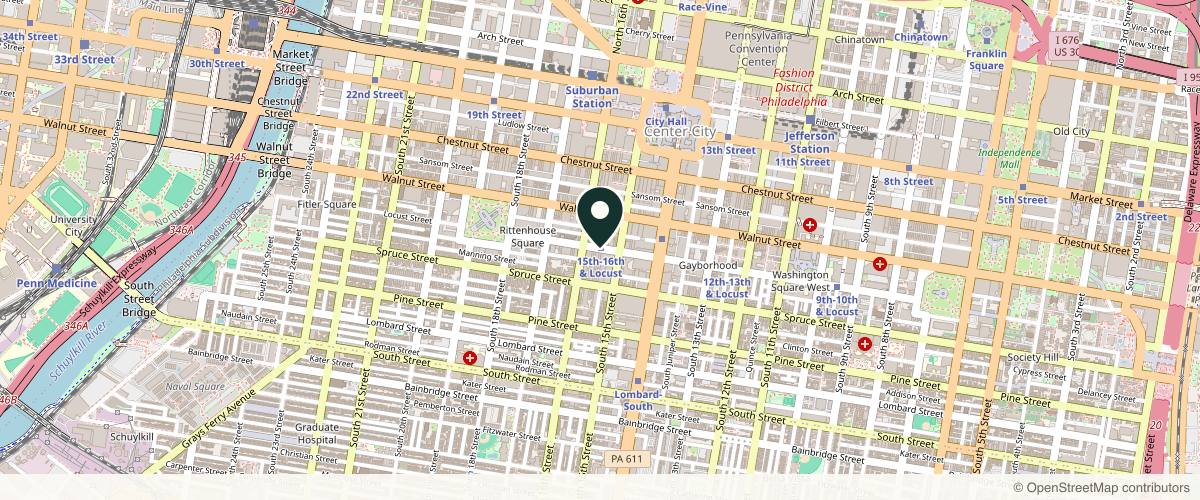 Map showing the exact location of Ringpfeil Advanced Dermatology at 1516 Locust St, Philadelphia, PA 19102, USA