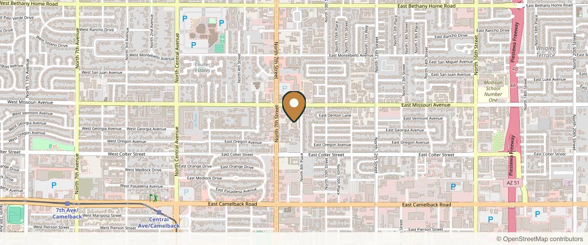 Map showing the exact location of Rise Aesthetics at 5333 N 7th St Ste C-223, Phoenix, AZ 85014, USA