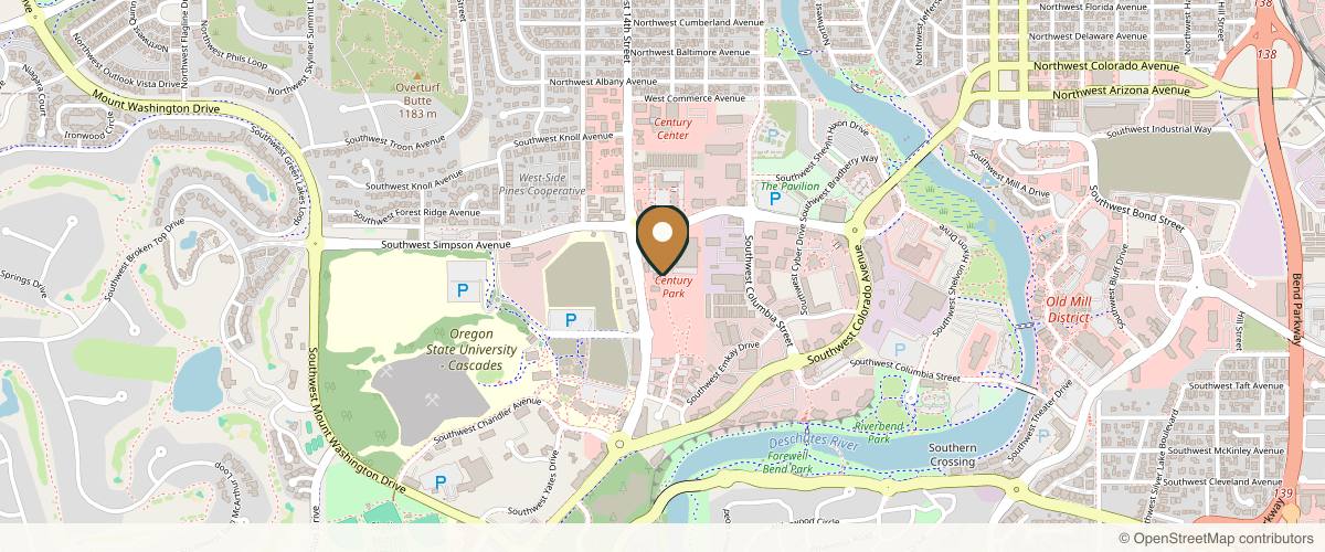 Map showing the exact location of RISE Modern Wellness at 320 SW Century Dr #400, Bend, OR 97702, USA