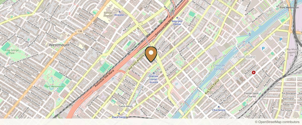Map showing the exact location of RITUALES Holistic Wellness Clinic Montreal at 721 Av. Walker #100, Montréal, QC H4C 2H5, Canada