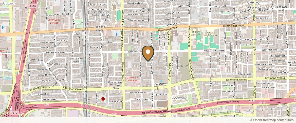 Map showing the exact location of River Oaks MedSpa at 3100 Timmons Ln #100, Houston, TX 77027, USA