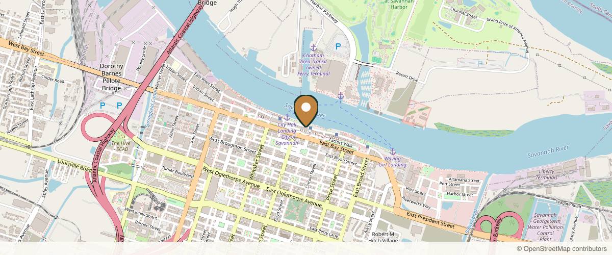 Map showing the exact location of River Sense at 117 E River St, Savannah, GA 31401, USA