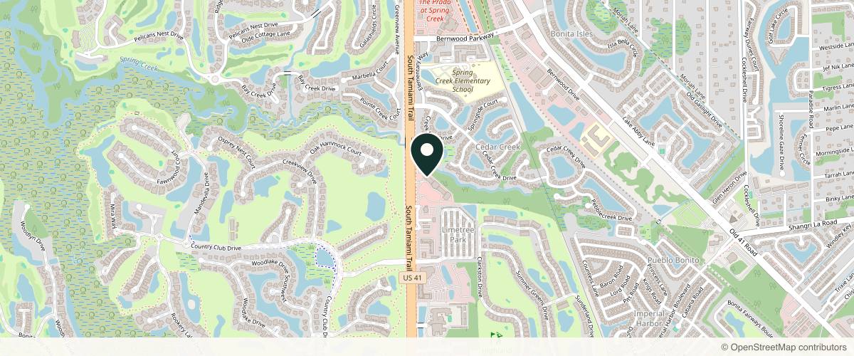 Map showing the exact location of Riverchase Dermatology - Bonita Springs at 25987 S Tamiami Trl #90, Bonita Springs, FL 34134, USA