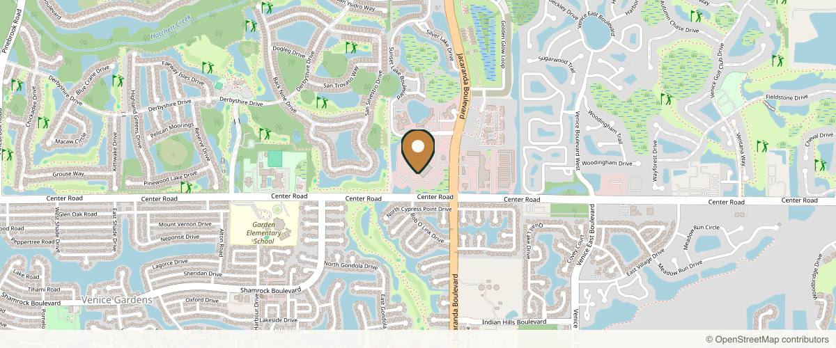 Map showing the exact location of Riverchase Dermatology - Venice Health Park at 1295 Jacaranda Blvd, Venice, FL 34292, USA
