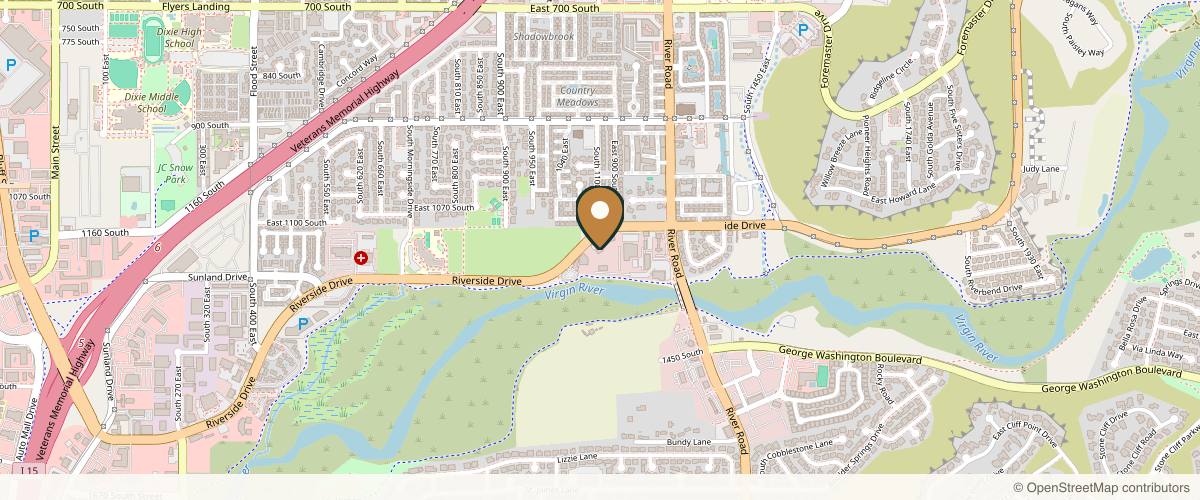 Map showing the exact location of Riverside Medical Arts at 1068 E Riverside Dr, St. George, UT 84790, USA