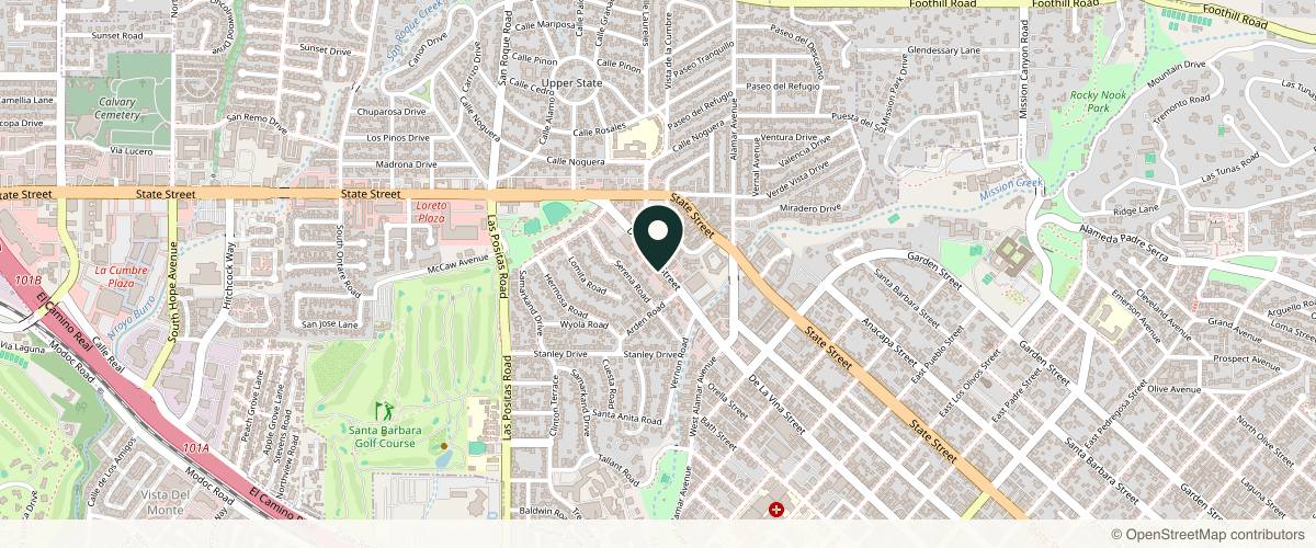 Map showing the exact location of Roberta Sengelmann, MD, FAAD at 2921 De La Vina St, Santa Barbara, CA 93105