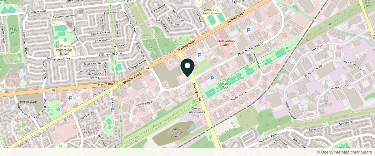 Map showing the exact location of Rocaderm Clinic at 2500 St. Laurent Blvd, Ottawa, ON K1H 1B1, Canada