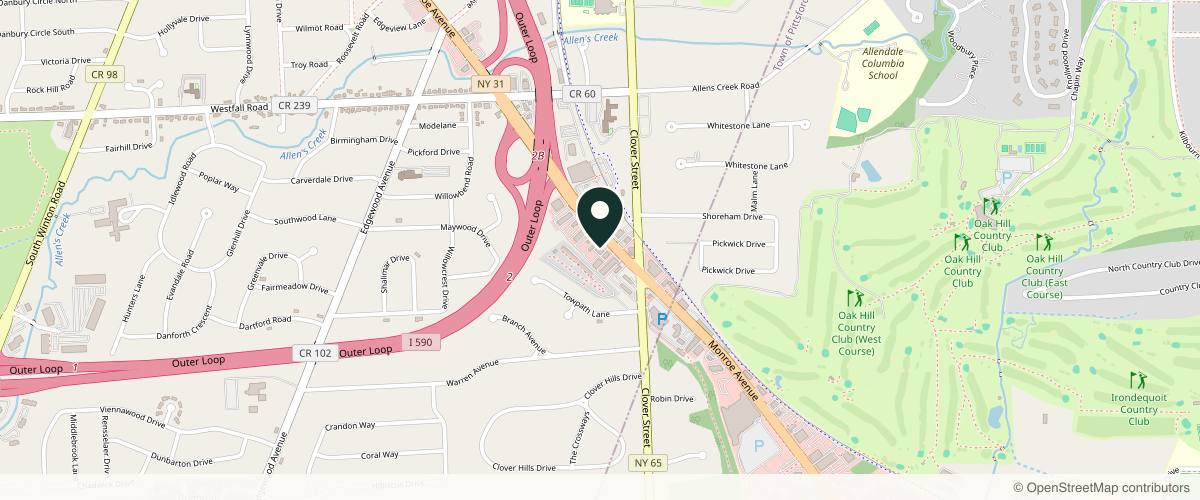 Map showing the exact location of Rochester Aesthetics | The Medical Spa Experts at 2815 Monroe Ave Ste 204, Rochester, NY 14618, USA