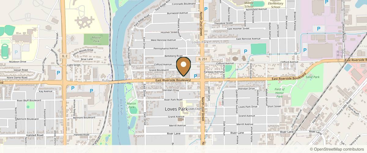 Map showing the exact location of Rockford Microblading by Brows Beauty Couture at 340 E Riverside Blvd Ste 100, Loves Park, IL 61111, USA