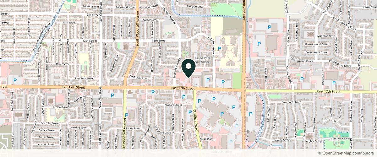 Map showing the exact location of Rocky Mountain Wellness Clinic at 2065 E 17th St A, Idaho Falls, ID 83404, USA