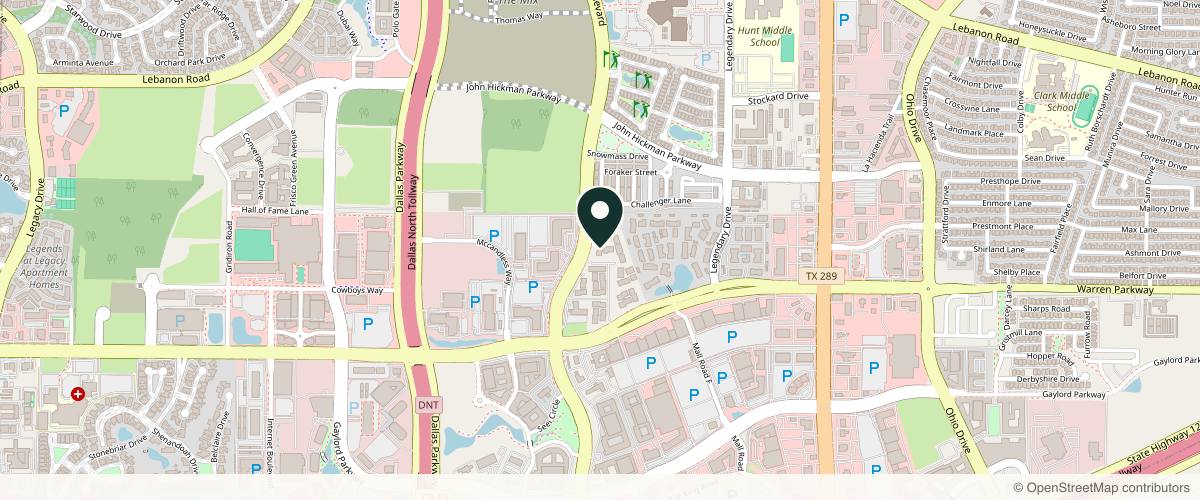 Map showing the exact location of Rodgers Dermatology at 3880 Parkwood Blvd, Frisco, TX 75034