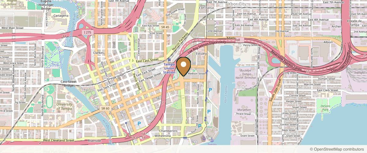 Map showing the exact location of Roots Wellness and Med Spa at 1120 E Kennedy Blvd, Unit 125, Tampa, FL 33602
