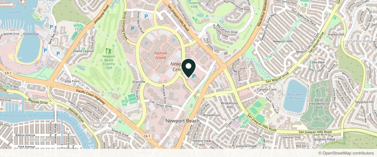 Map showing the exact location of Rose Dermatology & Laser Center Newport Beach Blair Murphy Rose at 360 San Miguel Dr #309, Newport Beach, CA 92660