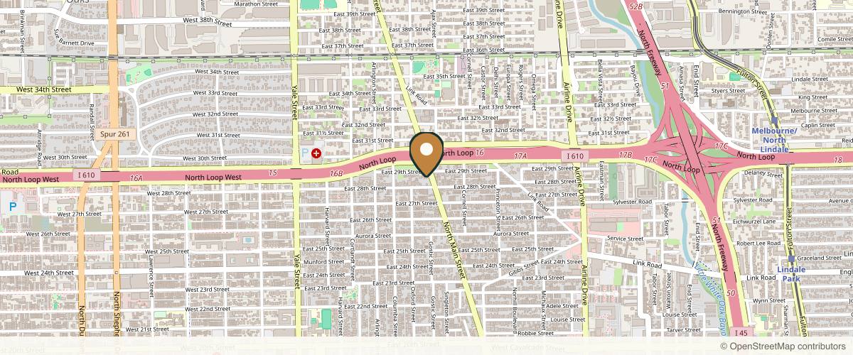 Map showing the exact location of Rose Milk Aesthetics at 6815 N Main St Suite A, Houston, TX 77009, USA