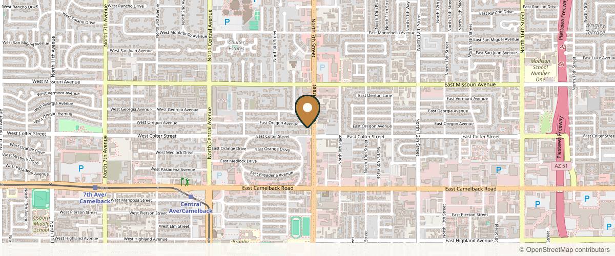 Map showing the exact location of Royal Aesthetics & Injectables at 609 E Oregon Ave #100, Phoenix, AZ 85012, USA