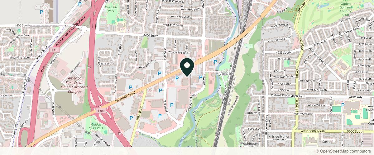 Map showing the exact location of Royale Aesthetics and Beauty Liposuction, Weight loss and Hormone therapy, a Utah Med Spa at 805 W Riverdale Rd, Ogden, UT 84405, USA