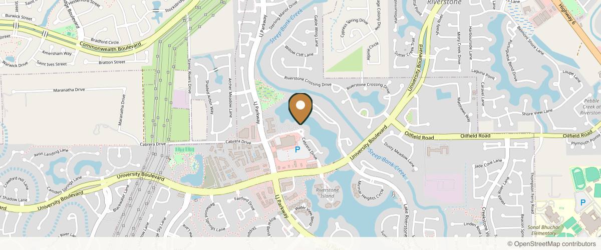Map showing the exact location of Ruaa MedSpa at 5501 Cabrera Dr Ste 803, Sugar Land, TX 77479, USA