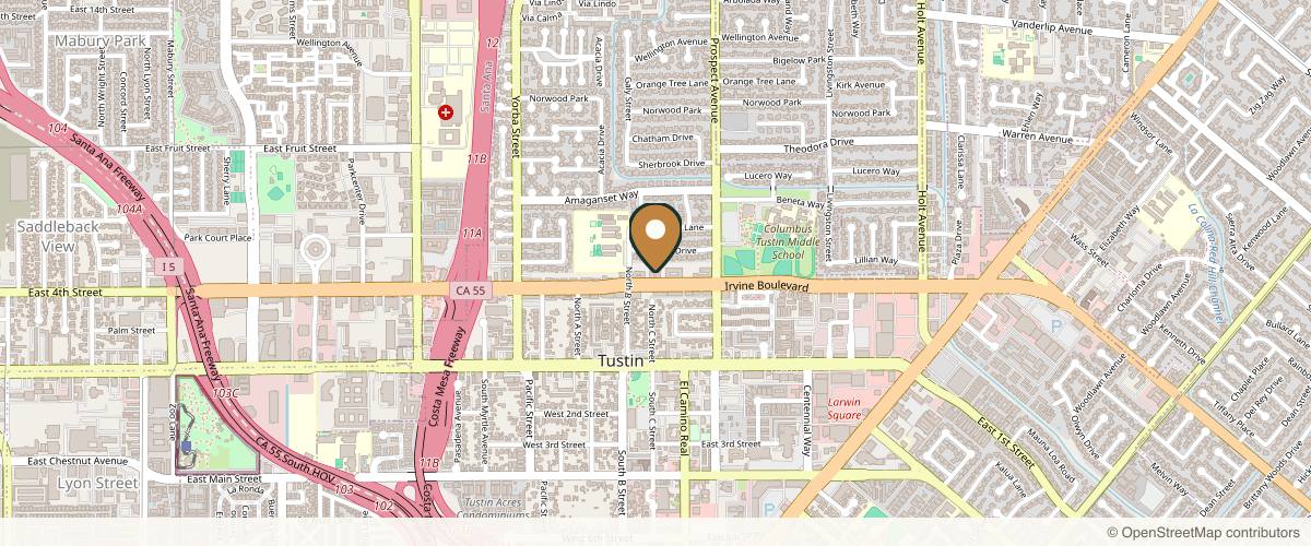 Map showing the exact location of Sōl Aesthetics and Wellness at 17621 Irvine Blvd #209, Tustin, CA 92780, USA