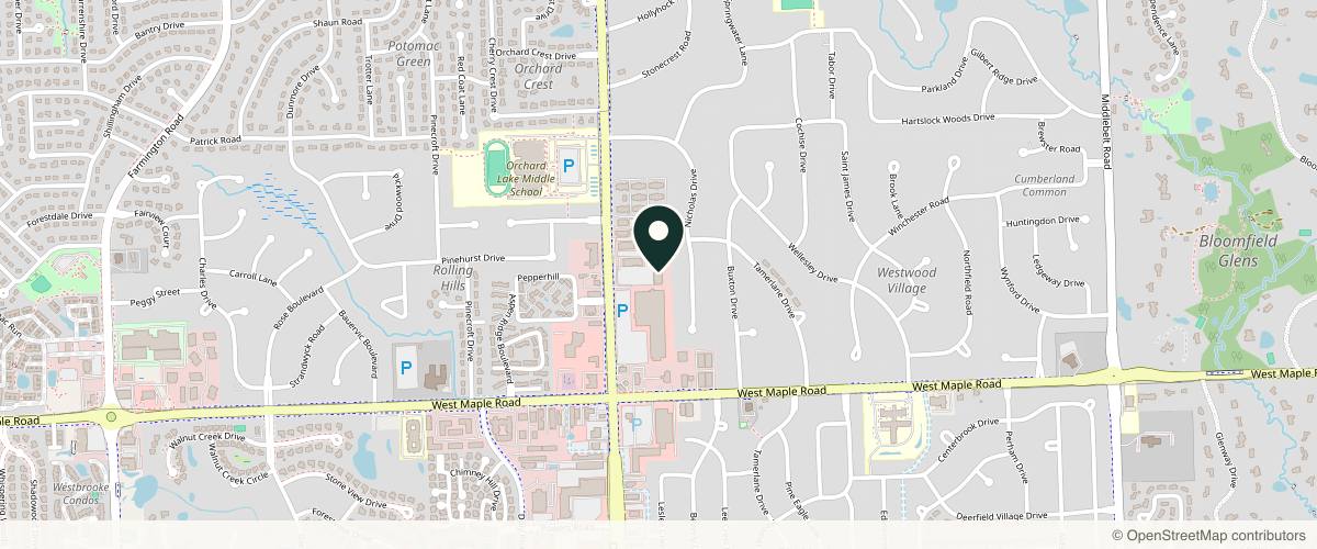 Map showing the exact location of S2G Medical Spa at 6253 Orchard Lake Rd, West Bloomfield Township, MI 48322, USA
