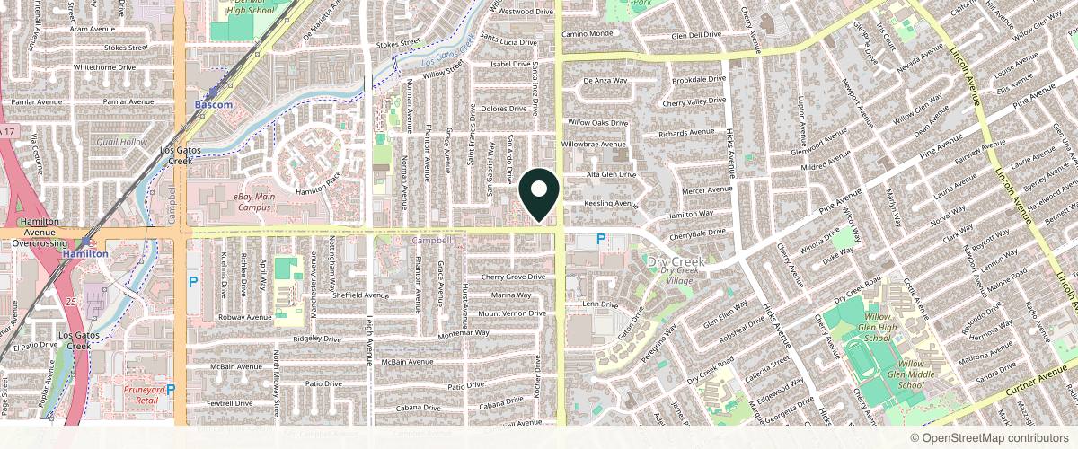 Map showing the exact location of Sage Health & Wellness at 1595 Meridian Ave, San Jose, CA 95125, USA