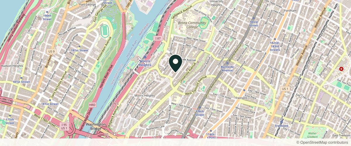 Map showing the exact location of Saged NYC Beauty & Wellness at 1831 Andrews Ave S Ste 1, Bronx, NY 10453, USA