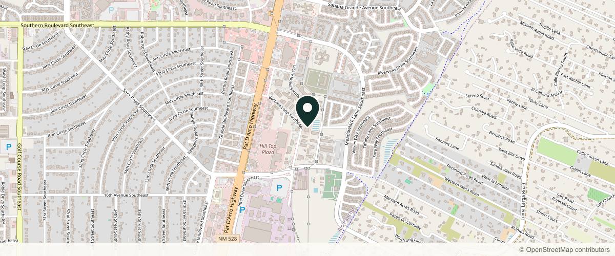 Map showing the exact location of Sagrado Skin Glow Bar at 1400 Barbara Loop SE Ste E, Rio Rancho, NM 87124, USA