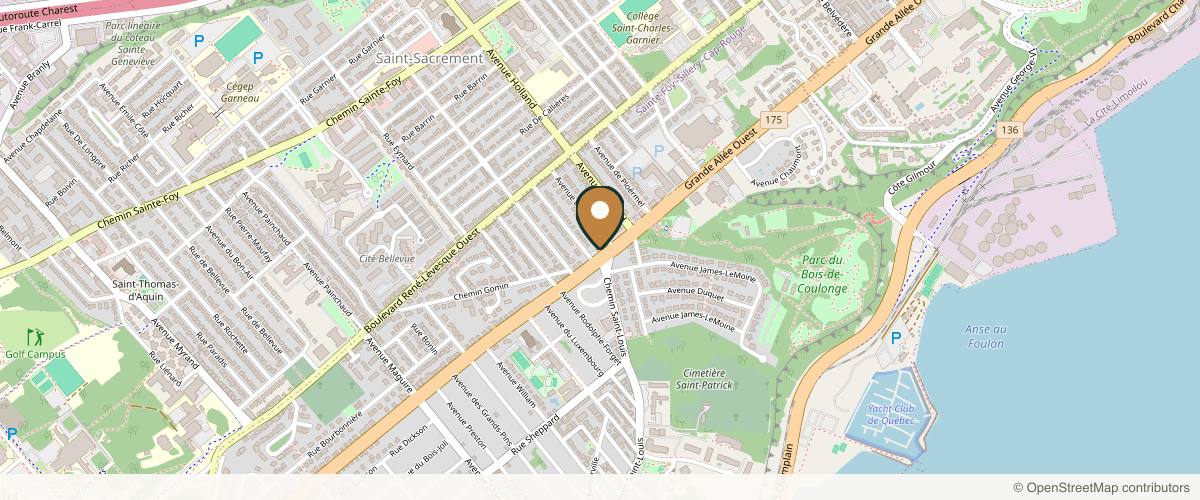 Map showing the exact location of SAINT SAUVEUR CLINIQUE at 1300 Boul Laurier, Québec, QC G1S 1L8, Canada