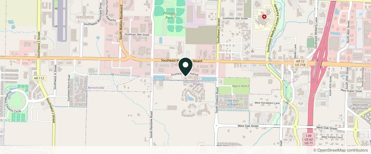 Map showing the exact location of SALT Health at 700 SE Plaza Ave, Bentonville, AR 72712, USA