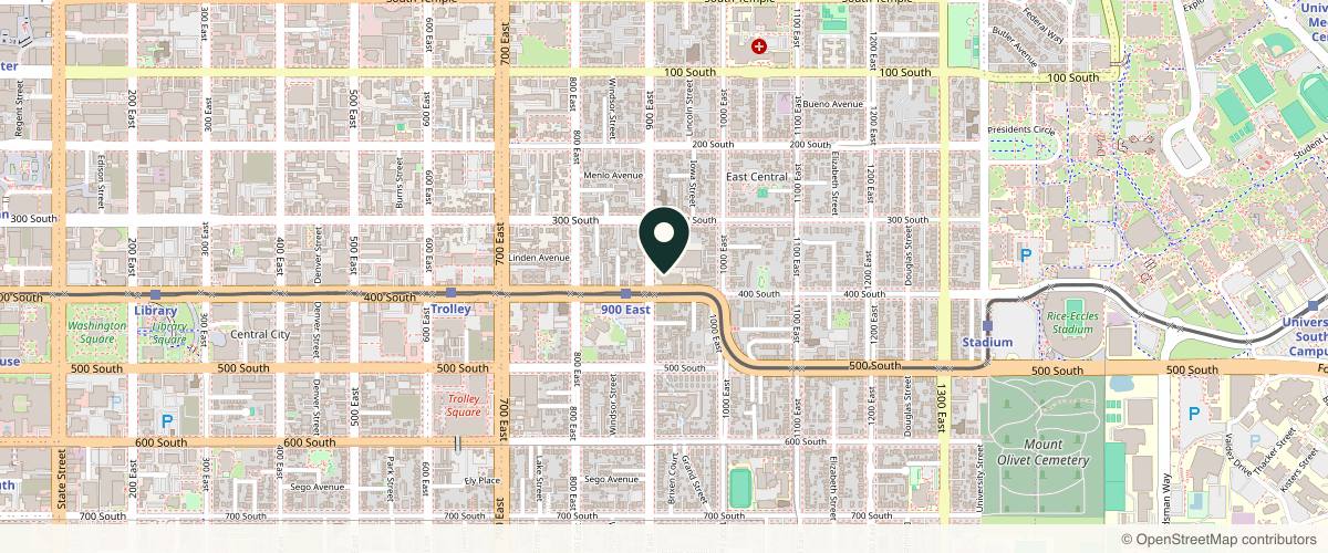 Map showing the exact location of Salt Lake Clinic - Dermatology at 389 S 900 E, Salt Lake City, UT 84102