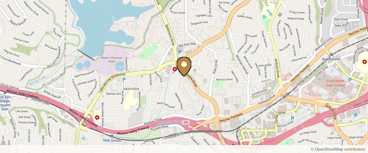 Map showing the exact location of San Diego Aesthetics and Med Spa at 5464 Baltimore Dr, La Mesa, CA 91942, USA