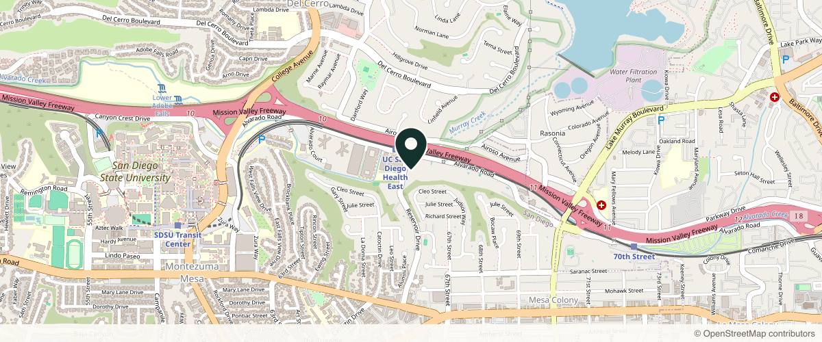 Map showing the exact location of San Diego Cosmetic Laser Clinic at 5555 Reservoir Dr #208, San Diego, CA 92120, USA