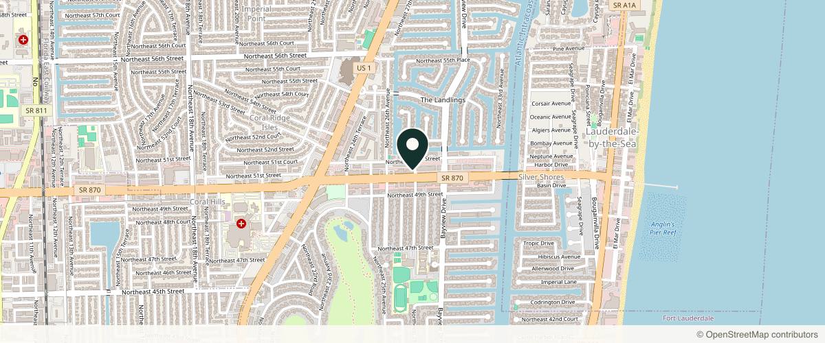 Map showing the exact location of Sanctuary Medical Aesthetic Center at 2715 E Commercial Blvd, Fort Lauderdale, FL 33308, USA