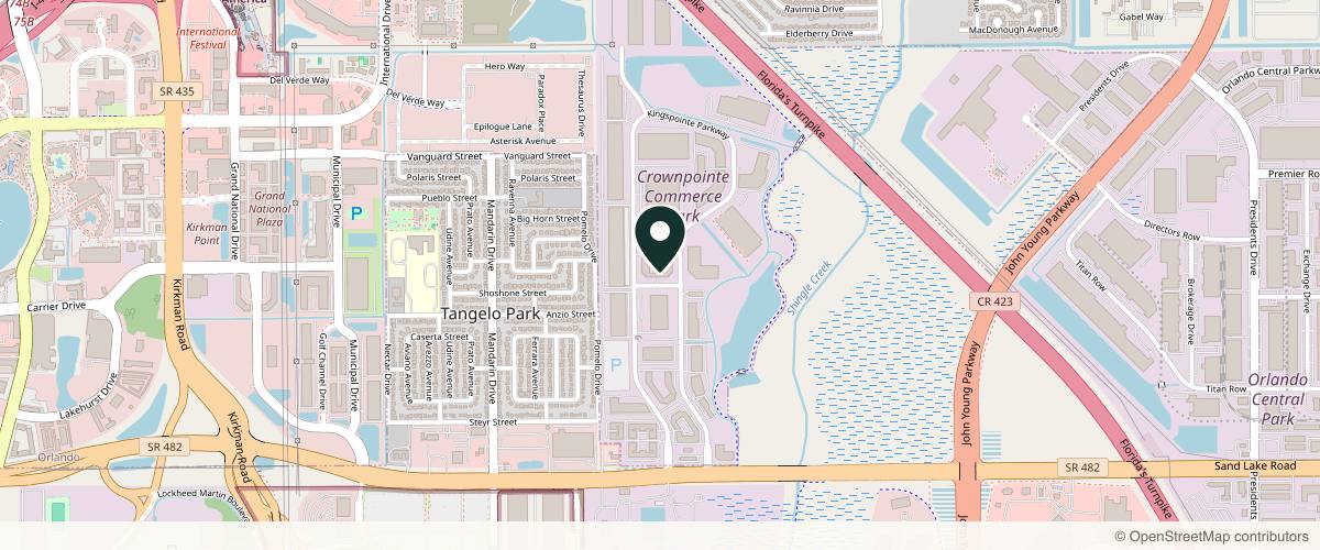 Map showing the exact location of Sand Lake MedSpa at 7575 Kingspointe Pkwy Ste 15, Orlando, FL 32819, USA