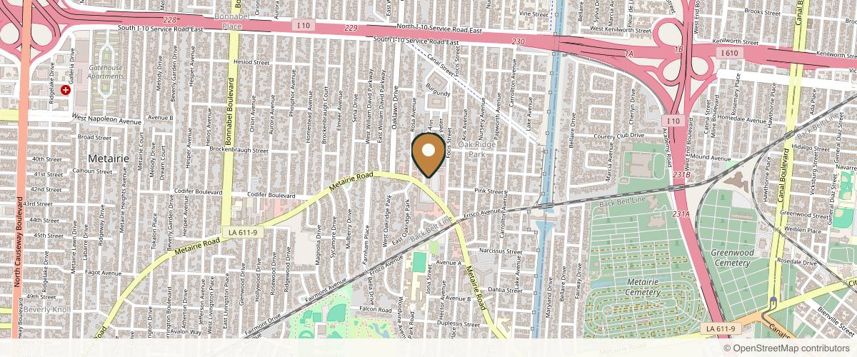 Map showing the exact location of Sanova Dermatology | New Orleans - Old Metairie at 701 Metairie Rd Ste 2a-205, Metairie, LA 70005, USA