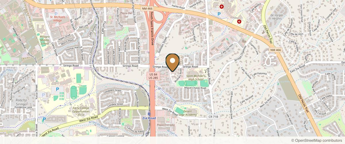 Map showing the exact location of Santa Ana Skin Care Clinic at 2205 Miguel Chavez Rd Ste E, Santa Fe, NM 87505, USA