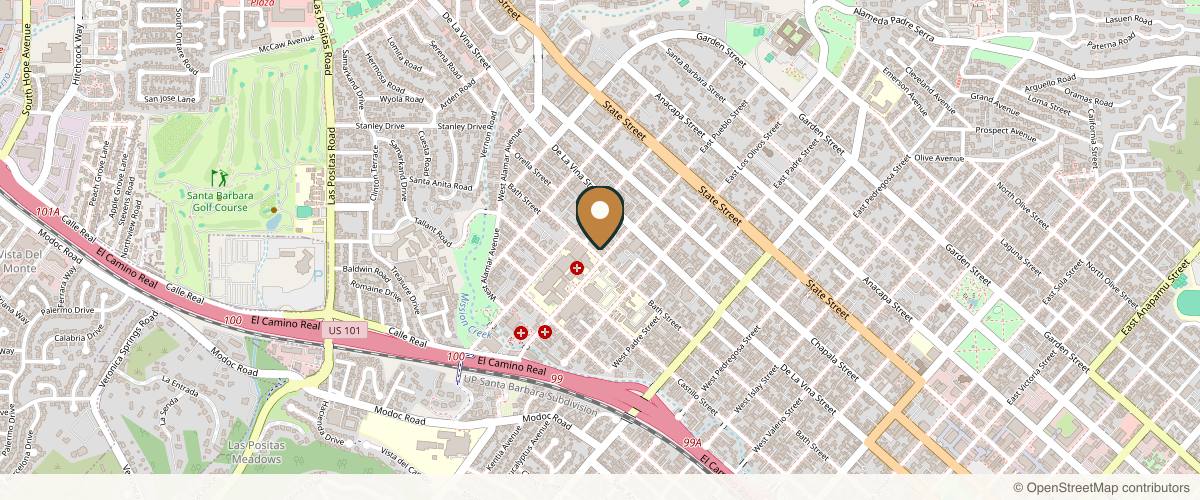 Map showing the exact location of Santa Barbara Skin Care at 2320 Bath St Ste 205, Santa Barbara, CA 93105, USA