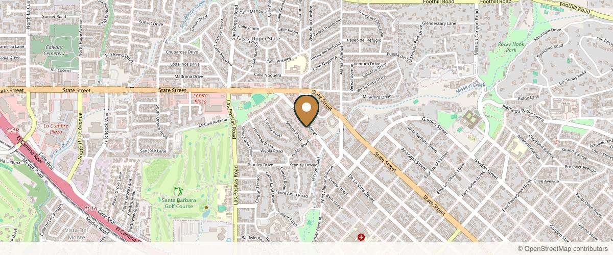 Map showing the exact location of Santa Barbara Skin Institute at 2921 De La Vina St, Santa Barbara, CA 93105, USA
