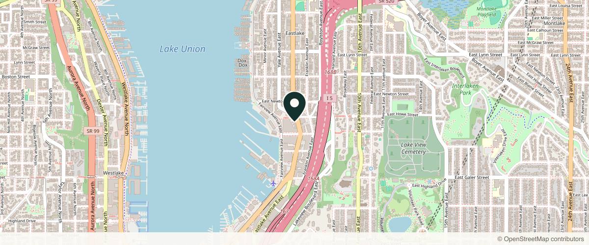 Map showing the exact location of Sapien Skin and Beauty at 1823 Eastlake Ave E Unit 157, Seattle, WA 98102, USA